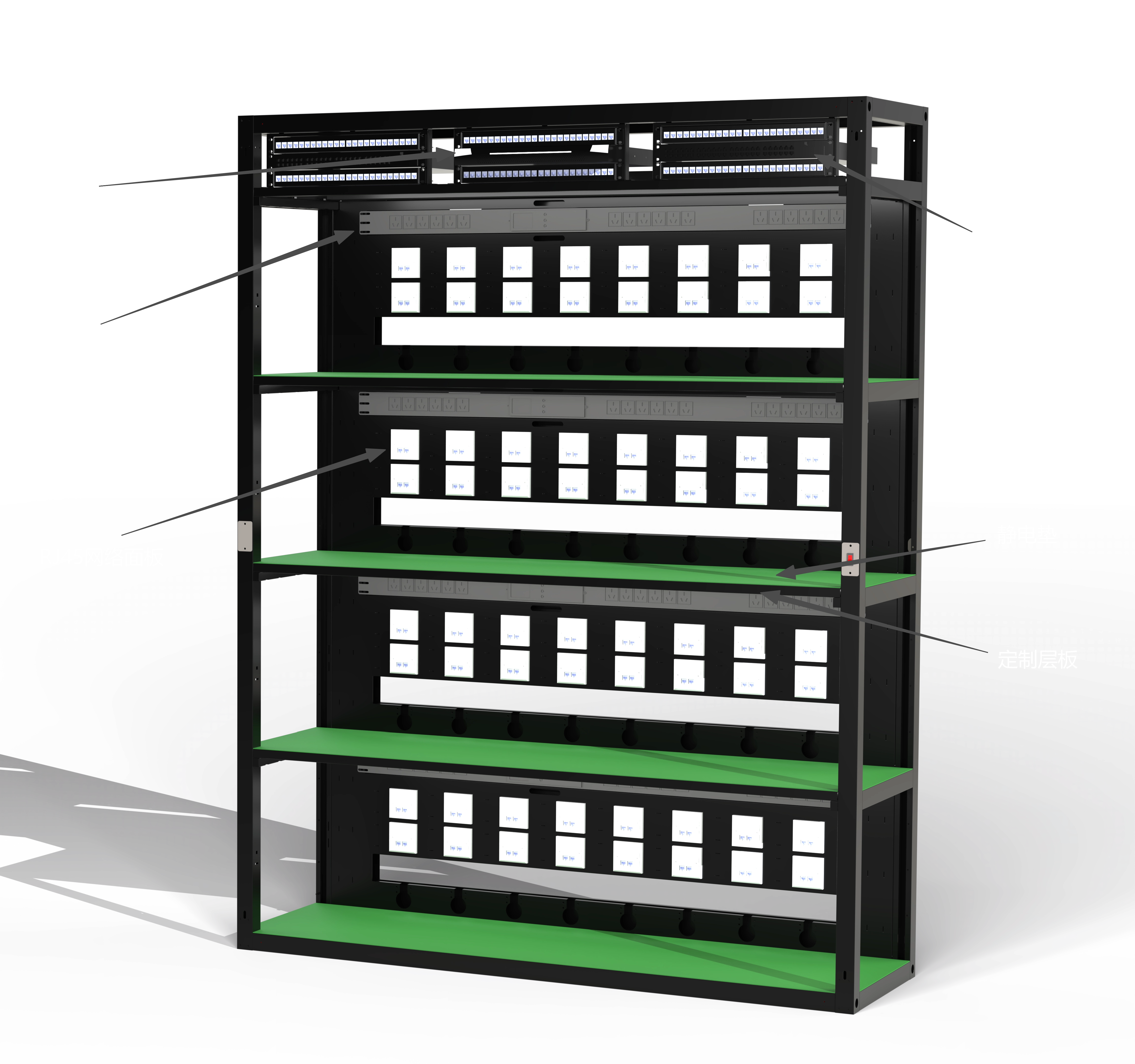 DenseRack annotated open-frame structure