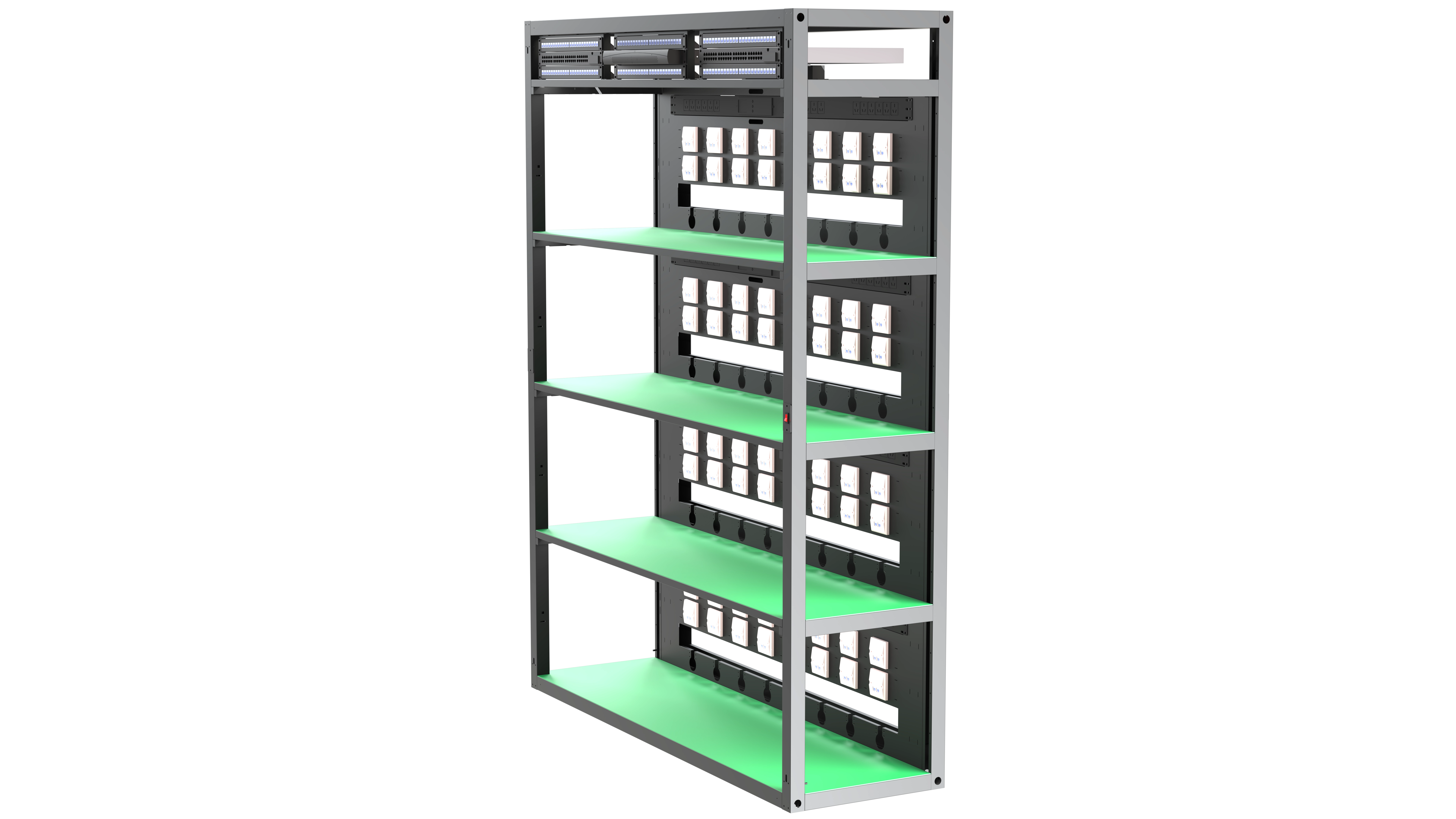 DenseRack right-side open equipment support structure