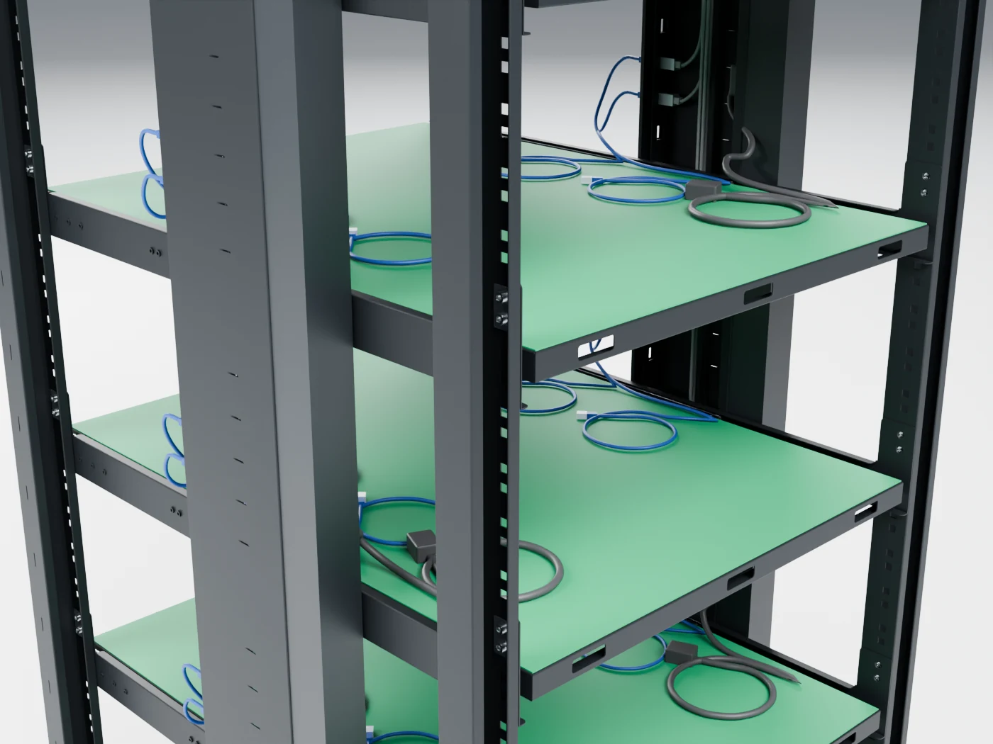 Rear PDU → shelf · GB 2099 plug at the PDU, IEC C13 at the equipment