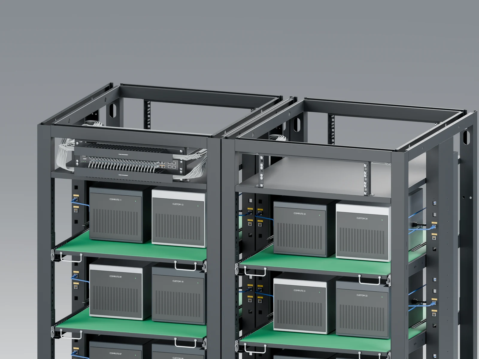 Top of two racks · one shared switch